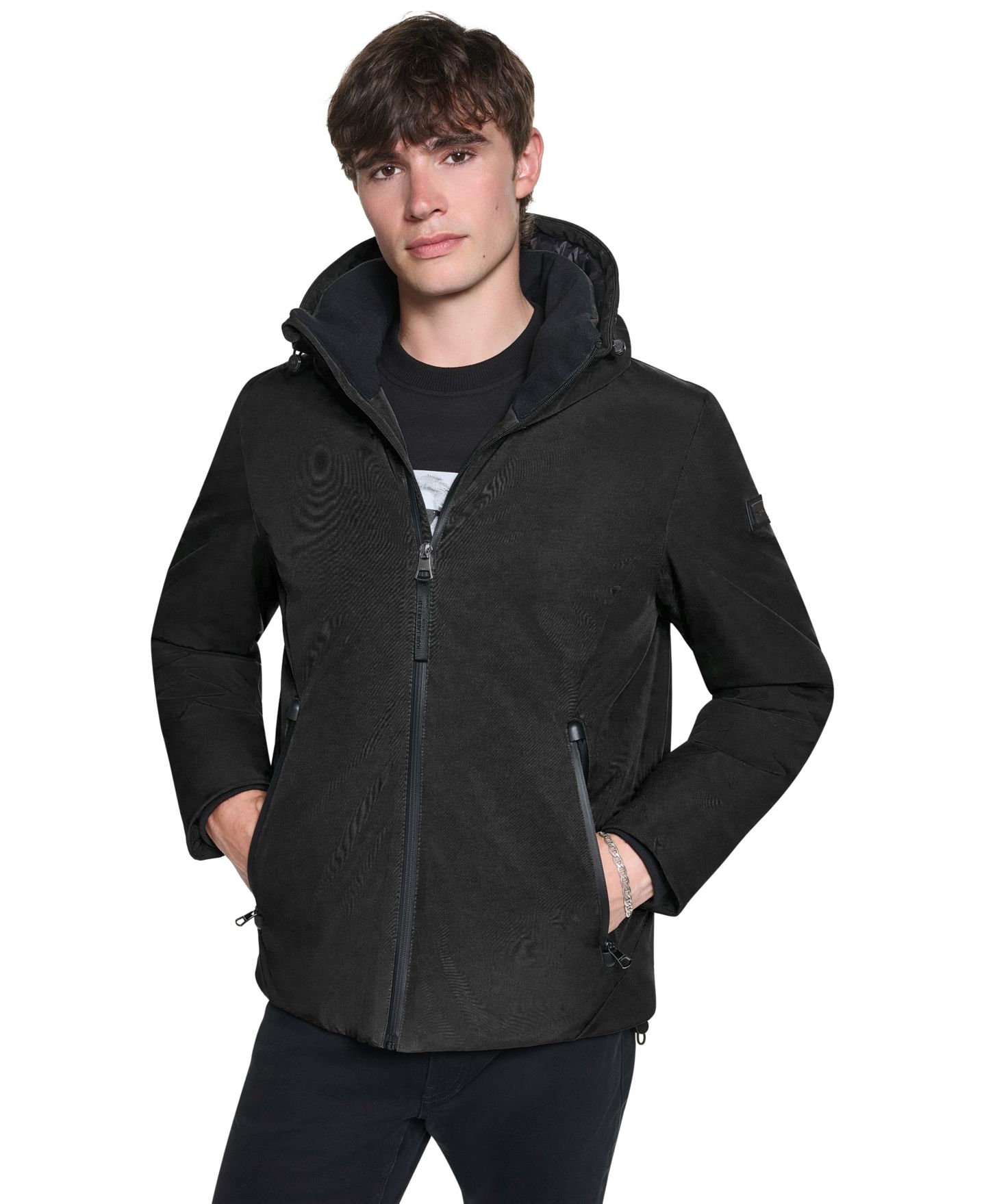 Мужская куртка KARL LAGERFELD PARIS FlexTech Hooded, цвет: Чёрный — фото 1