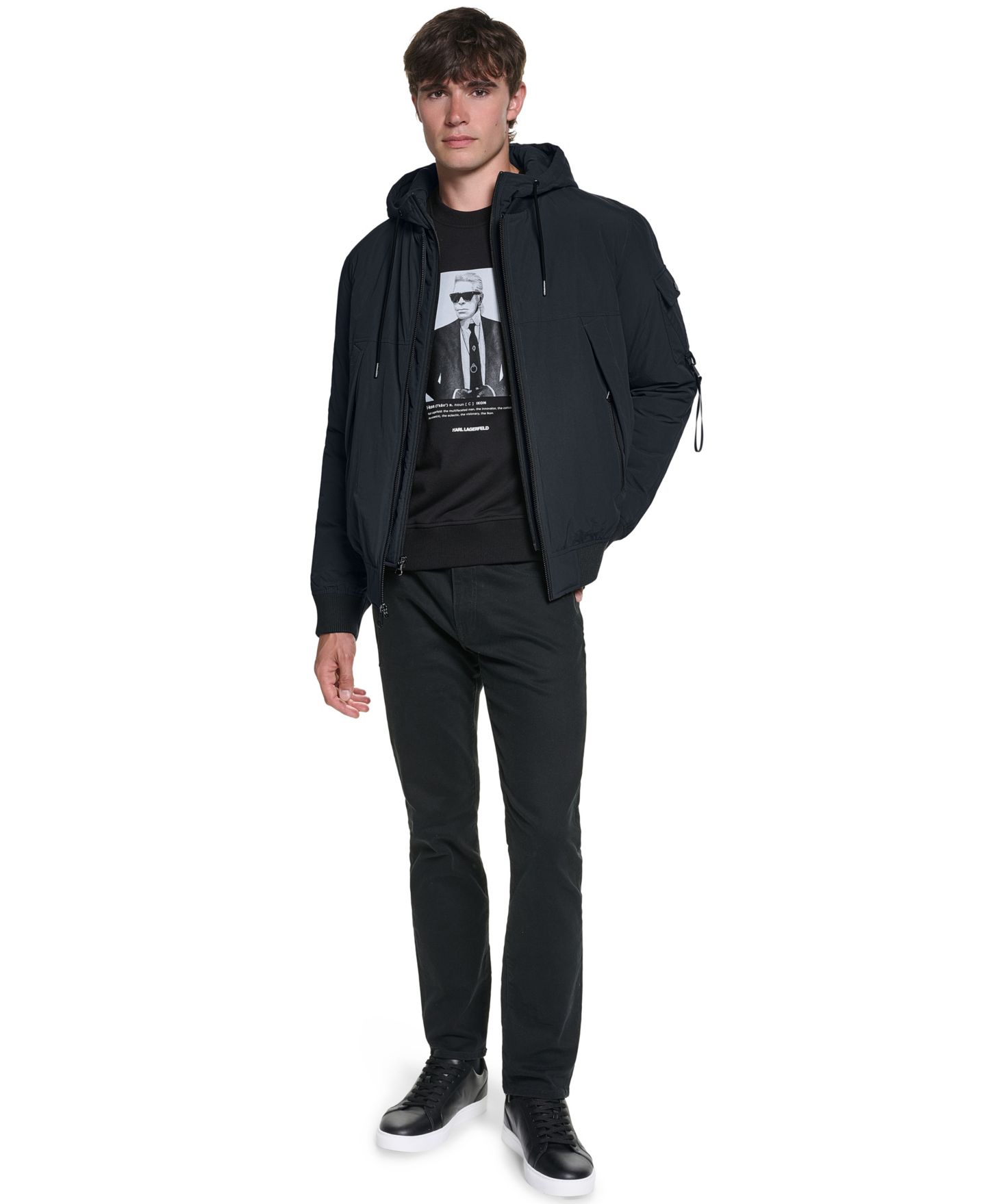 Мужская куртка KARL LAGERFELD PARIS Taslon Bomber, цвет: Чёрный — фото 2