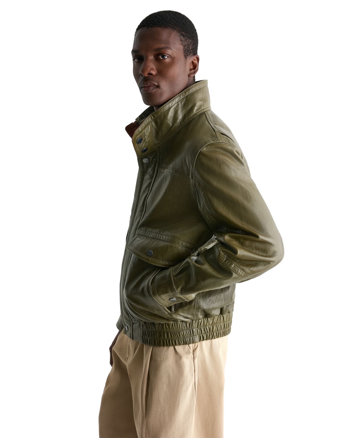 Men's Leather Double Collar Vintage Jacket