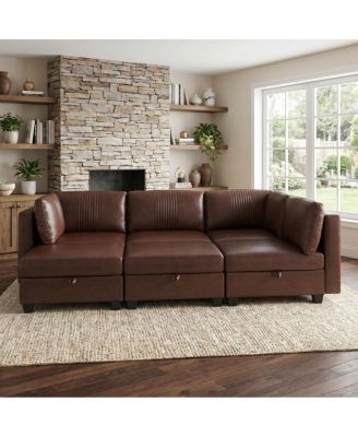 Flexible 6-Seat Modular PU Sofa with Storage and Sleeper Function