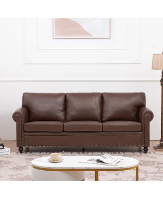 Elegant Pine Wood Armchair with Nailhead Trim and Detachable Cushion
