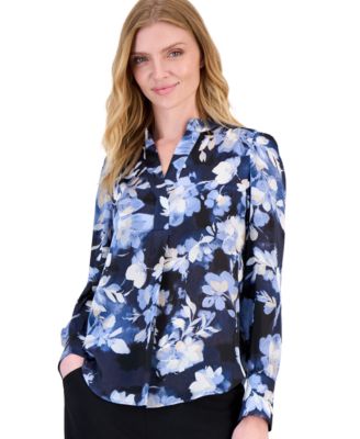 Petite Long-Sleeve V-Neck Top