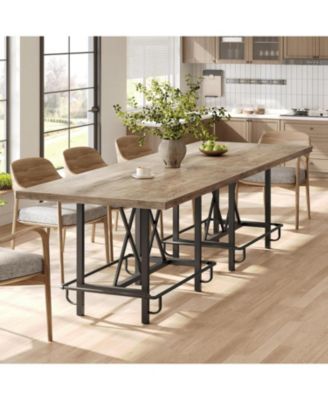 63-Inch Industrial Bar Table with Metal Footrest, Counter Height Pub Table for Kitchen, Home Bar and Entertaining