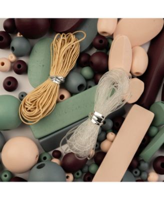 90g   Craft Wood Beads with Elastic Nylon Cord
