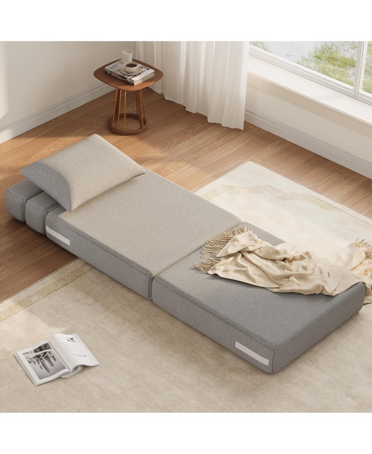 gaomon Folding Sofa Bed With Upgraded Pillow, Convertible Sleeper Chair- Modern Comfortable Sofa Bed Linen Fabric