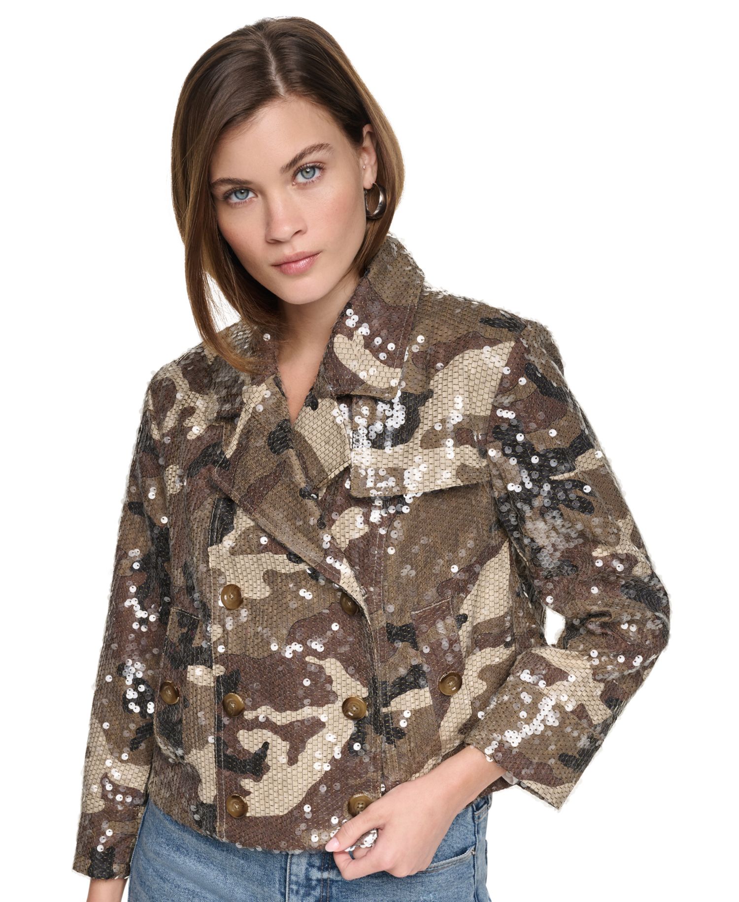 Women's Sequin Double-Breasted Trench Jacket