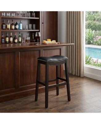 31" Solid Wood Backless Bar Height Bar Chair