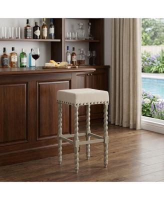 30" Solid Wood Backless Bar Height Bar Chair