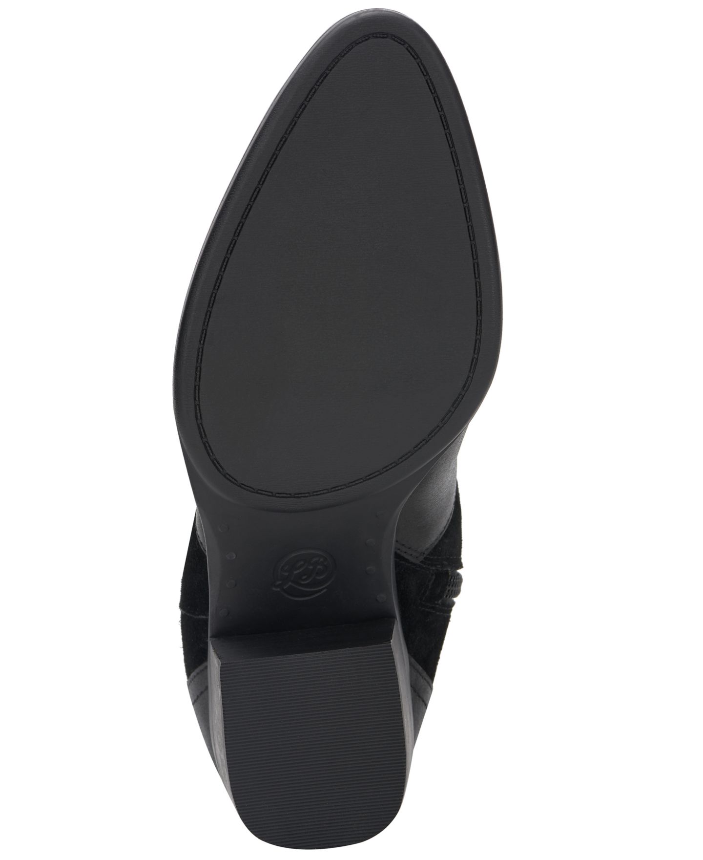 Женские ботинки Lucky Brand Frahna Almond Toe Stacked Heel Knee, цвет: Чёрный замшевый — фото 5