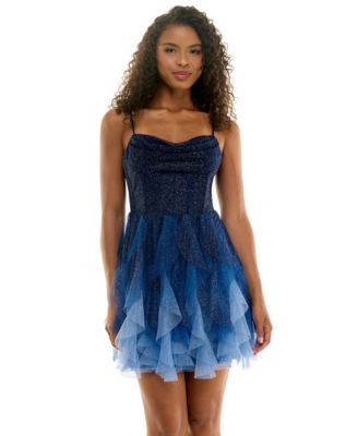 Juniors' Ombre Petal Sweetheart Short Dress