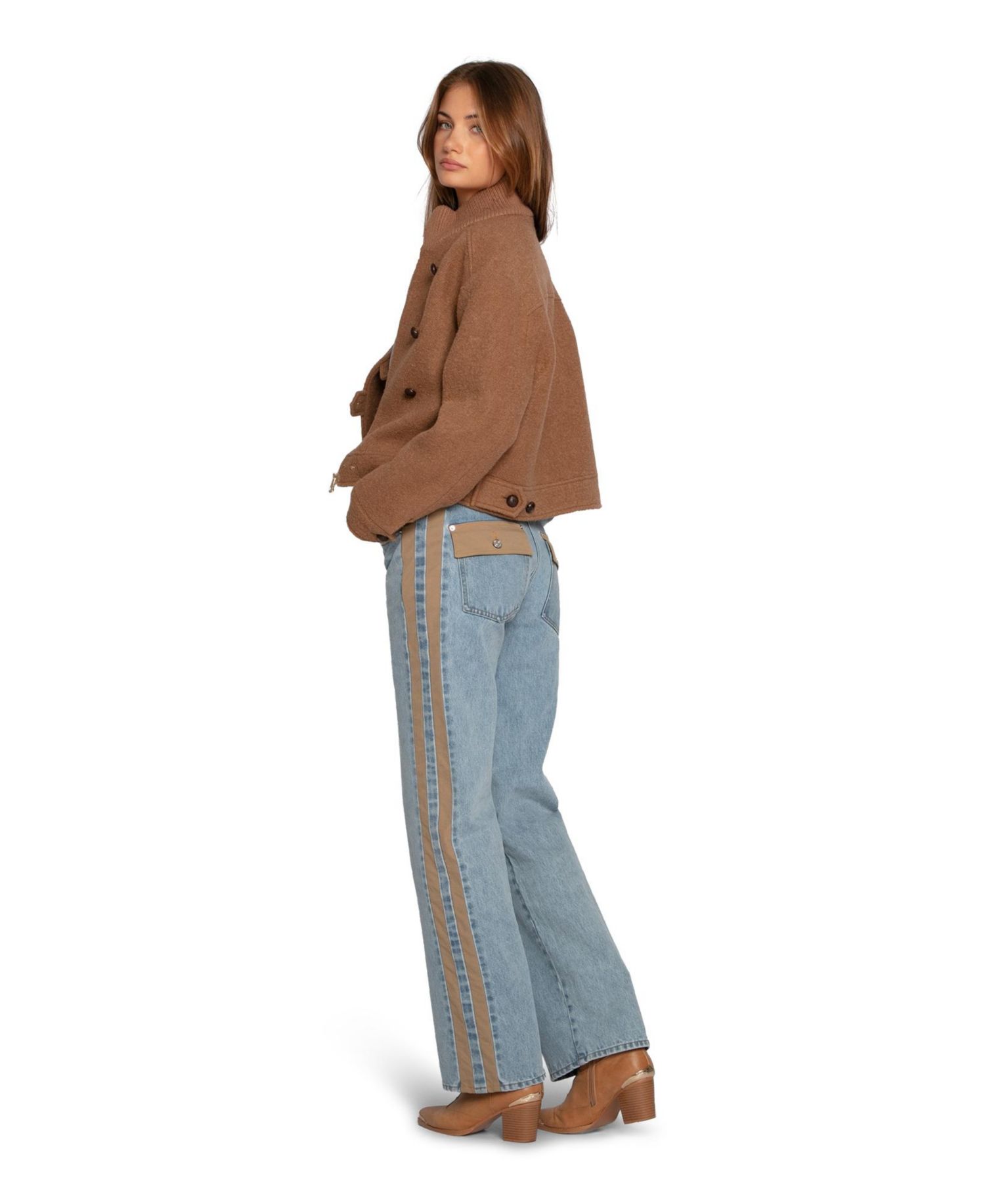 Women's Rebel Mid Rise Side Stripe Denim Jeans