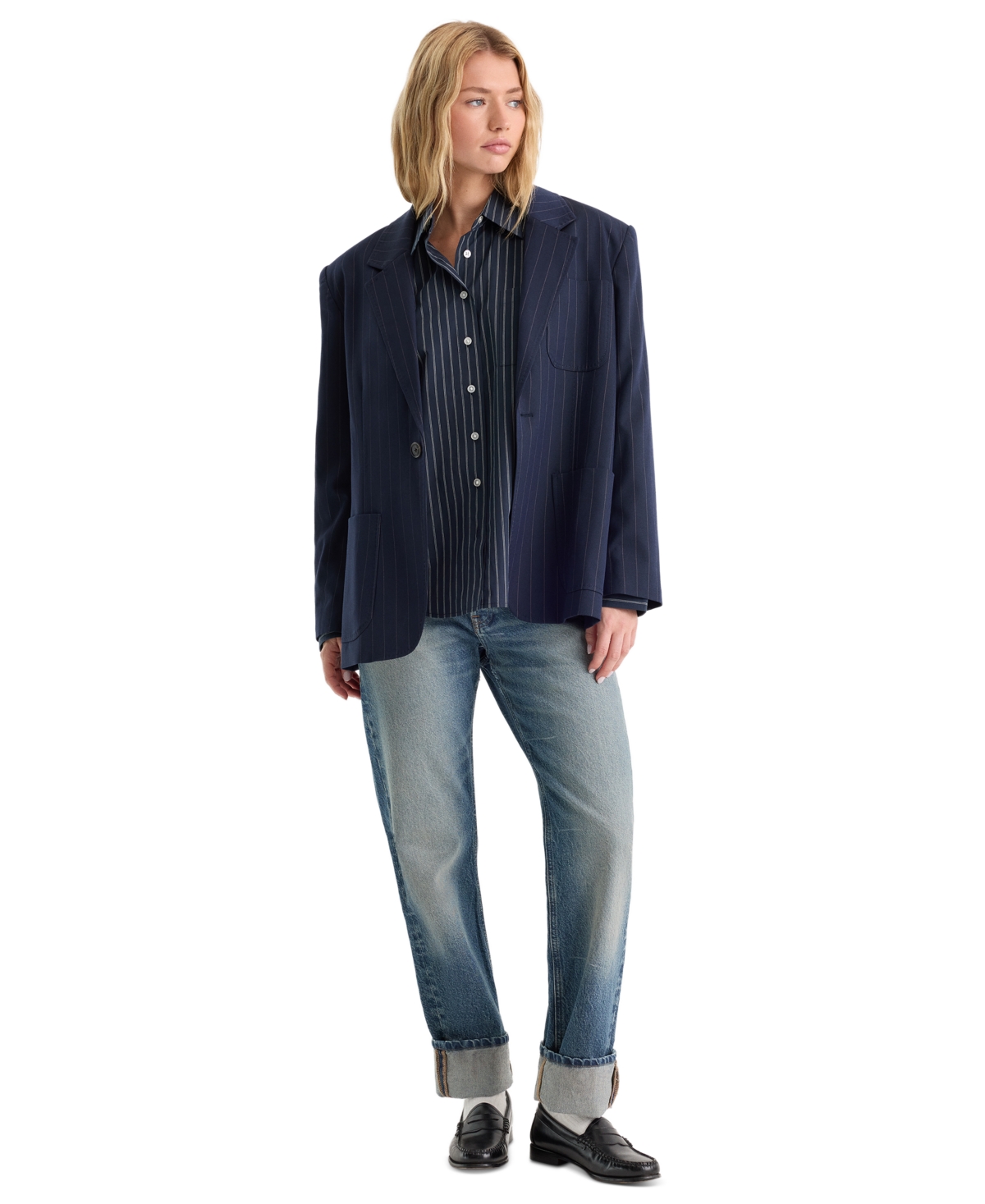 Good American Women's Notch-Lapel Button-Front Jacket