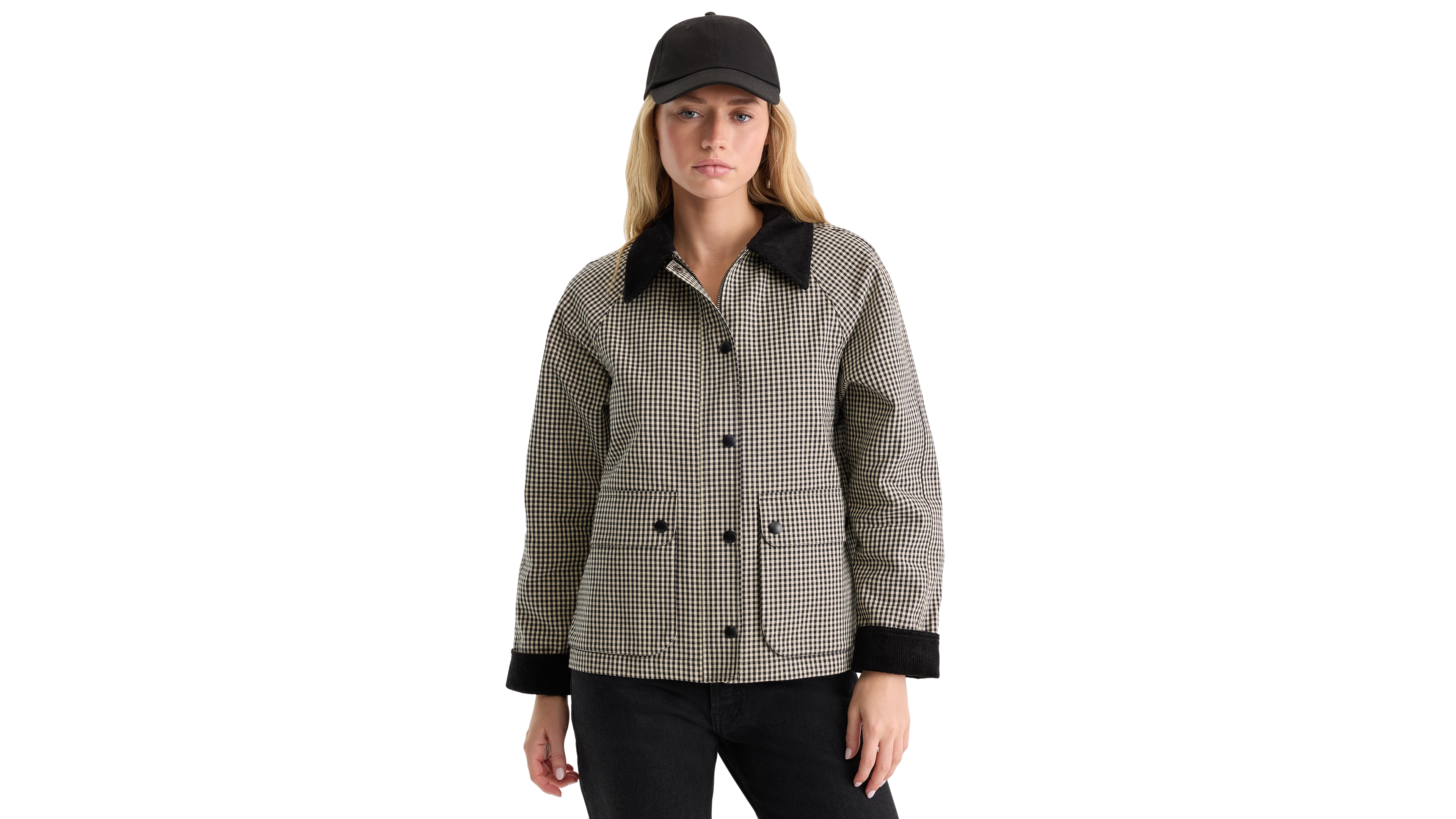 Good American Women's Collared Cotton Barn Jacket