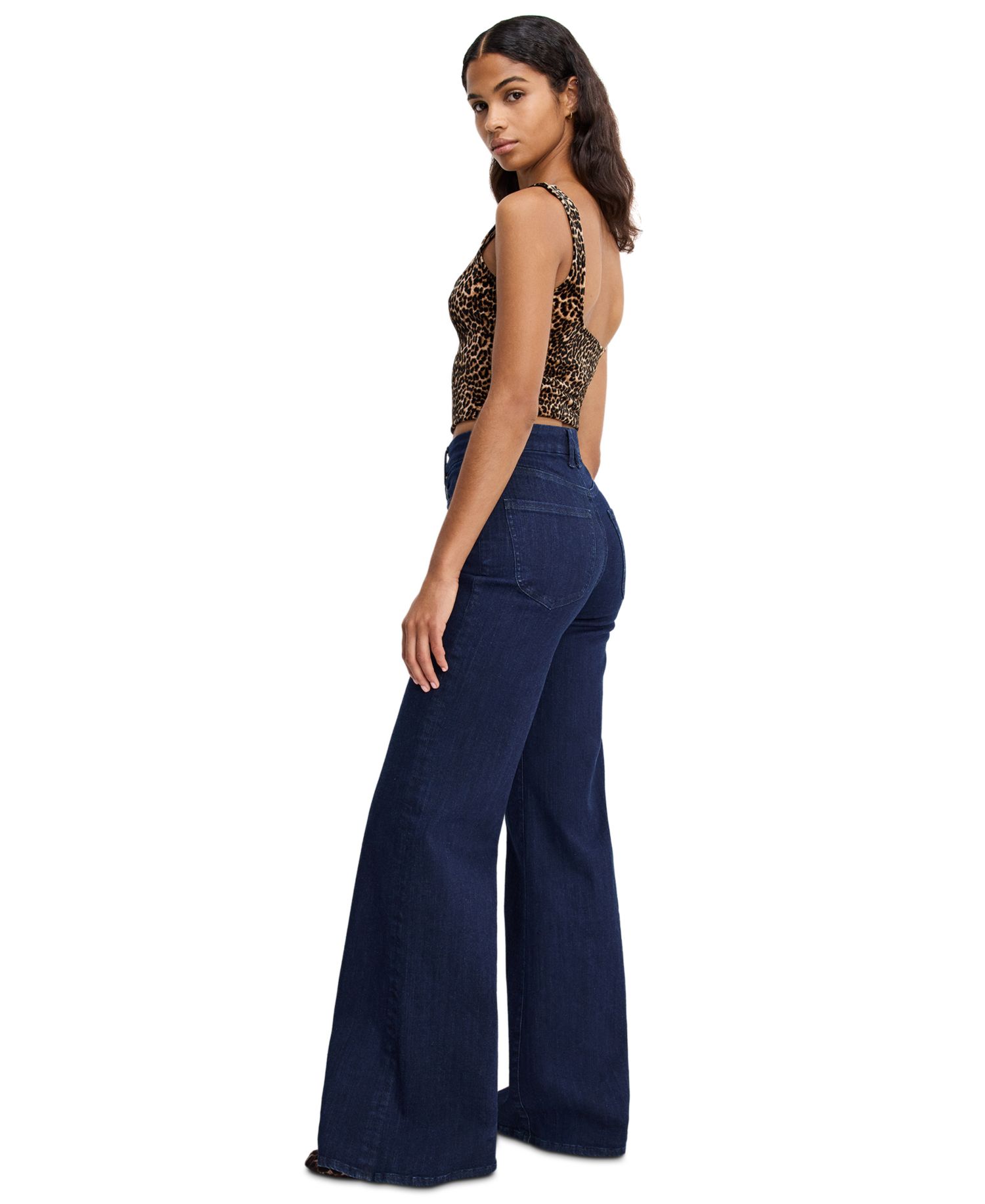 Petite High-Rise Wide-Leg Ankle Jeans