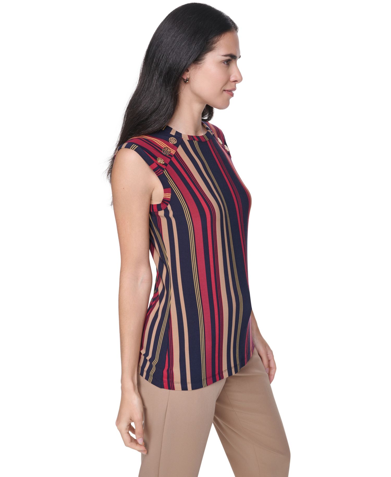 Women's Striped Pull-On Crewneck Top