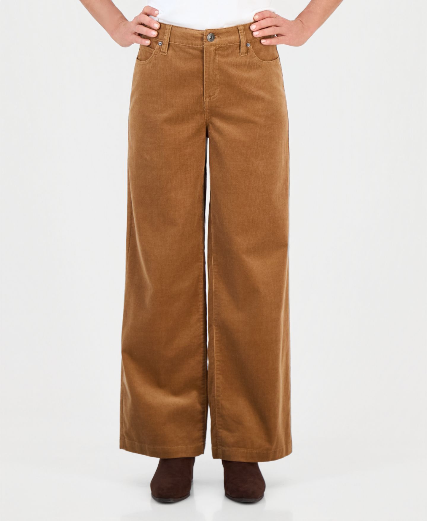 Женские брюки Style & Co Petite Corduroy High-Waisted Wide-Leg Pants, Macy's Exclusive, цвет: Beechwood — фото 4