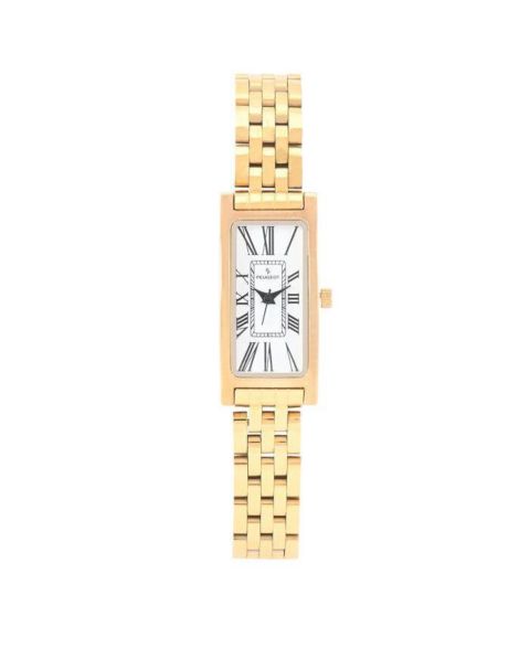 Женские часы Peugeot 35x18mm 14K Gold-Plated Rectangular Roman Numeral Stainless Steel Watch, цвет: Золотой
