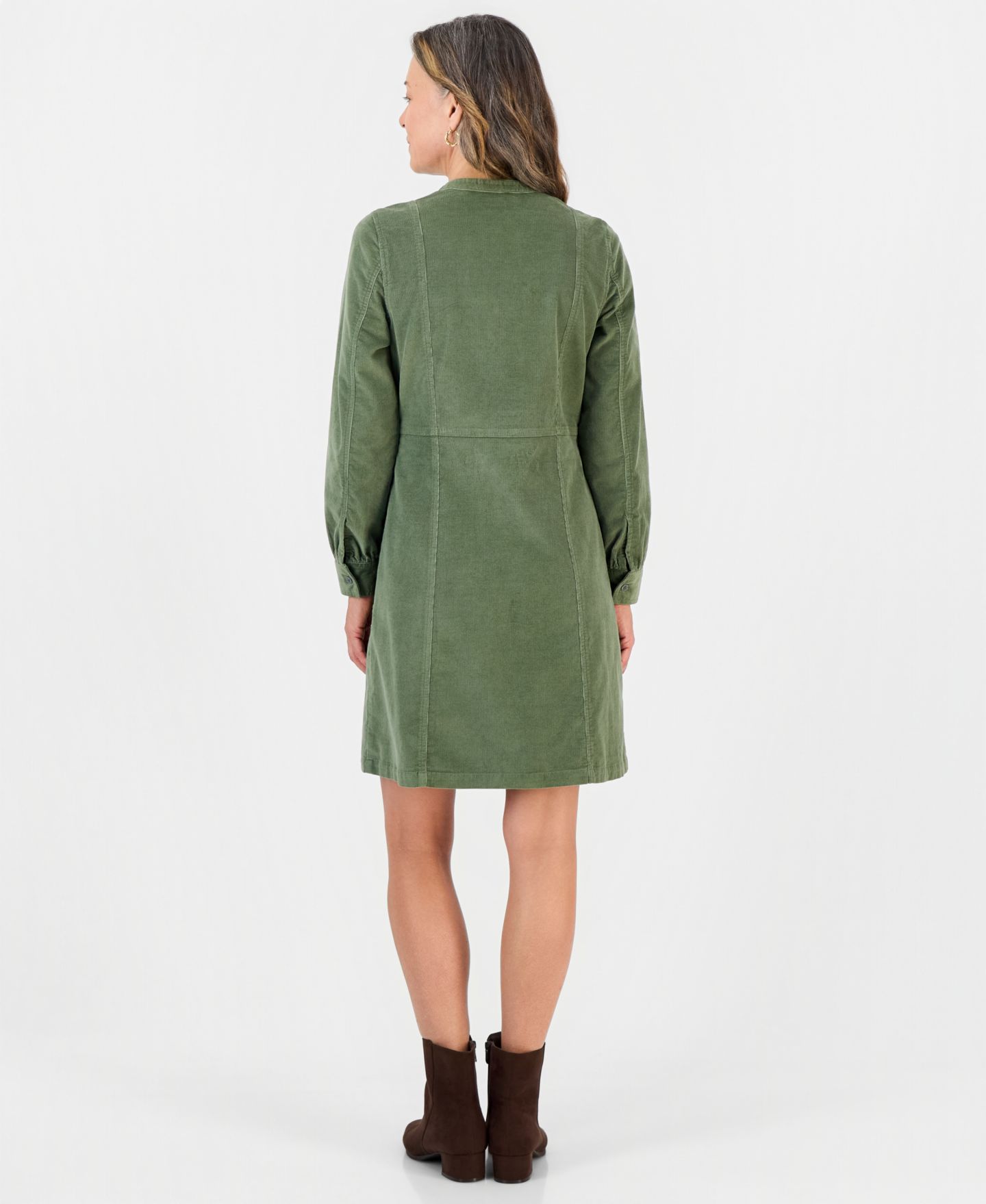 Женское платье Style & Co Petite Long-Sleeve Corduroy, цвет: Зелёный — фото 4