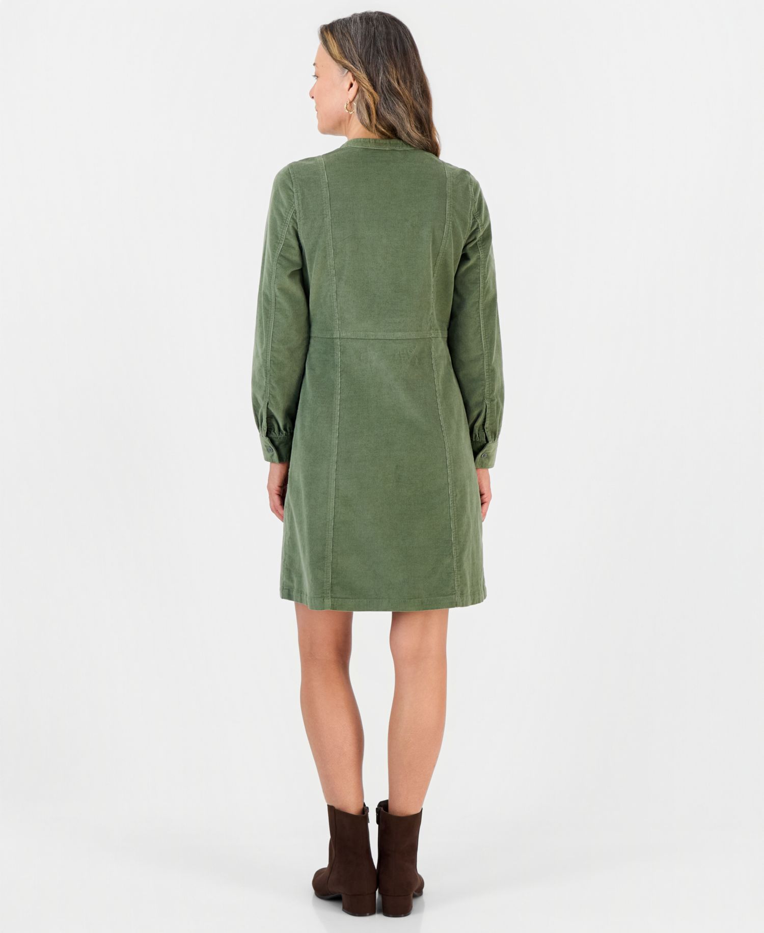 Petite Long-Sleeve Corduroy Dress