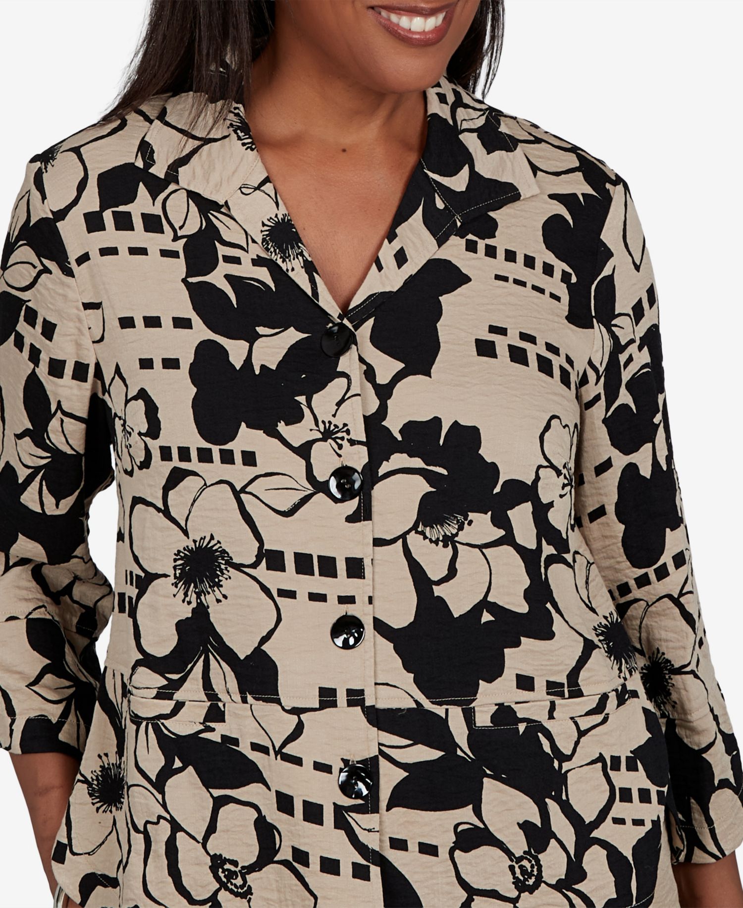 Women's Travel Advisory Geo Floral Button Front Top