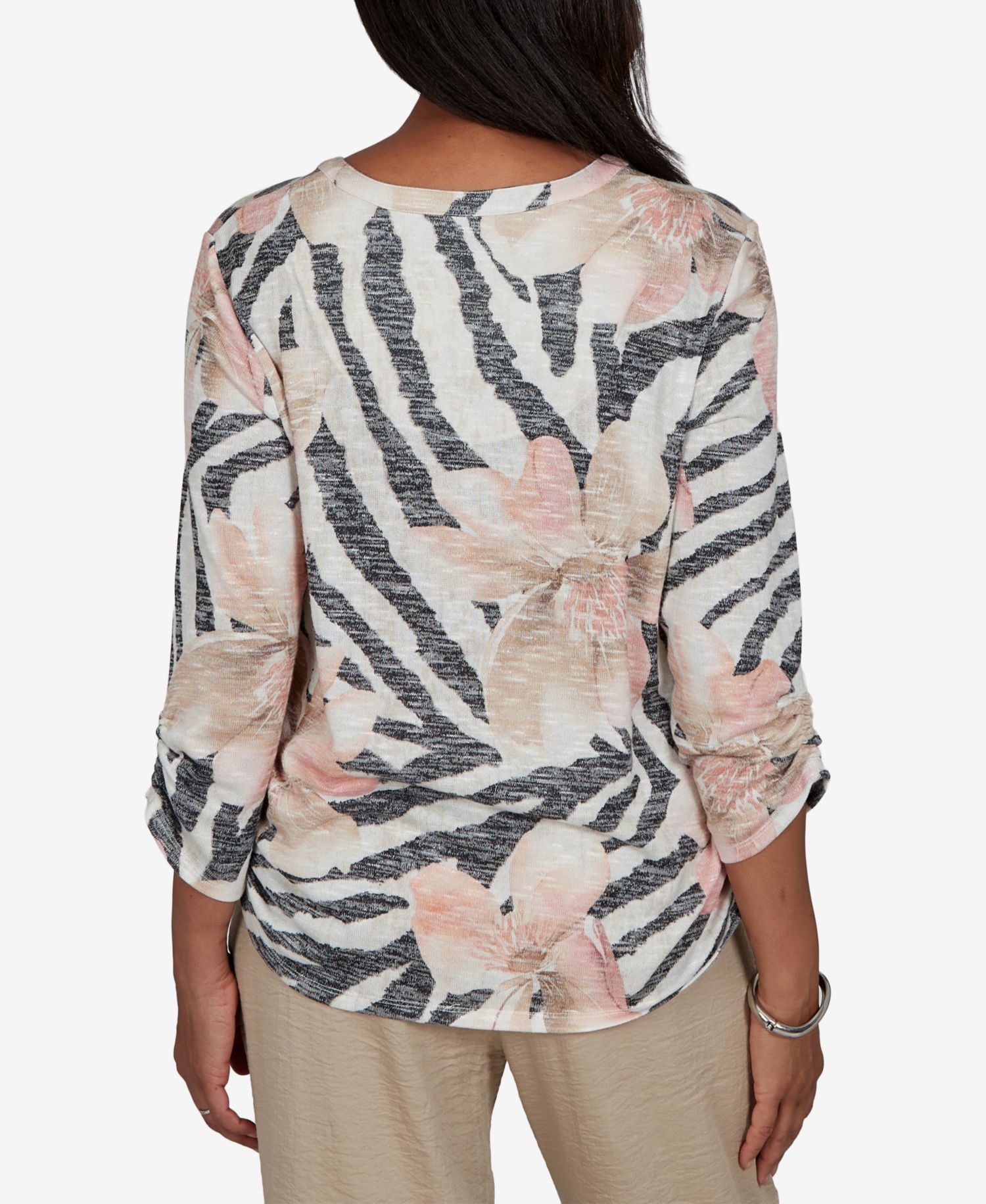 Women's Travel Advisory Animal Floral Henley Top