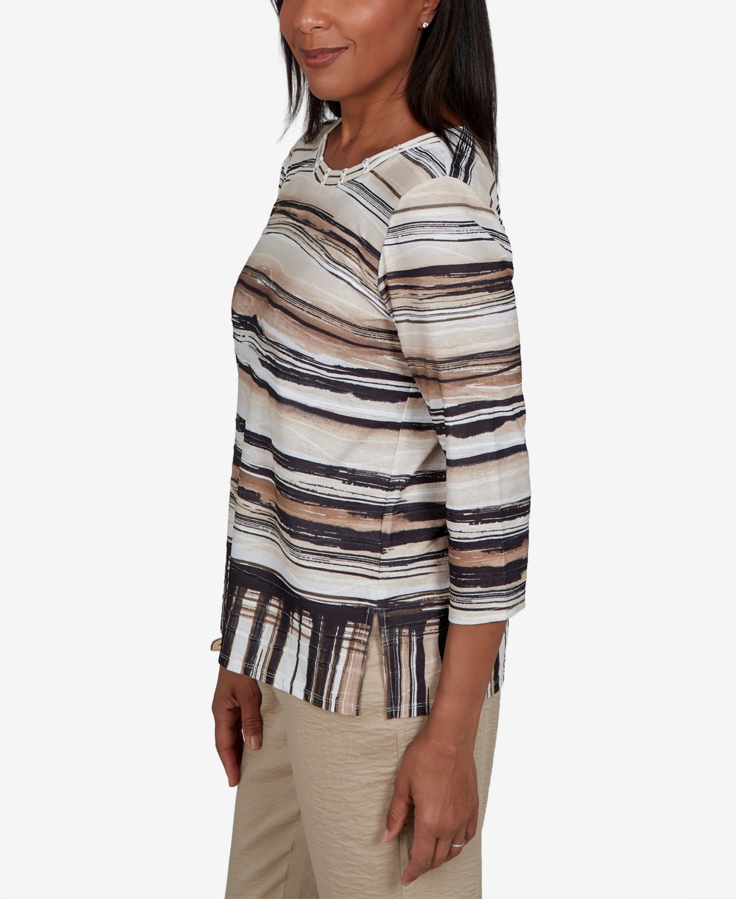 Women's Travel Advisory Scratched Stripes Knit Top