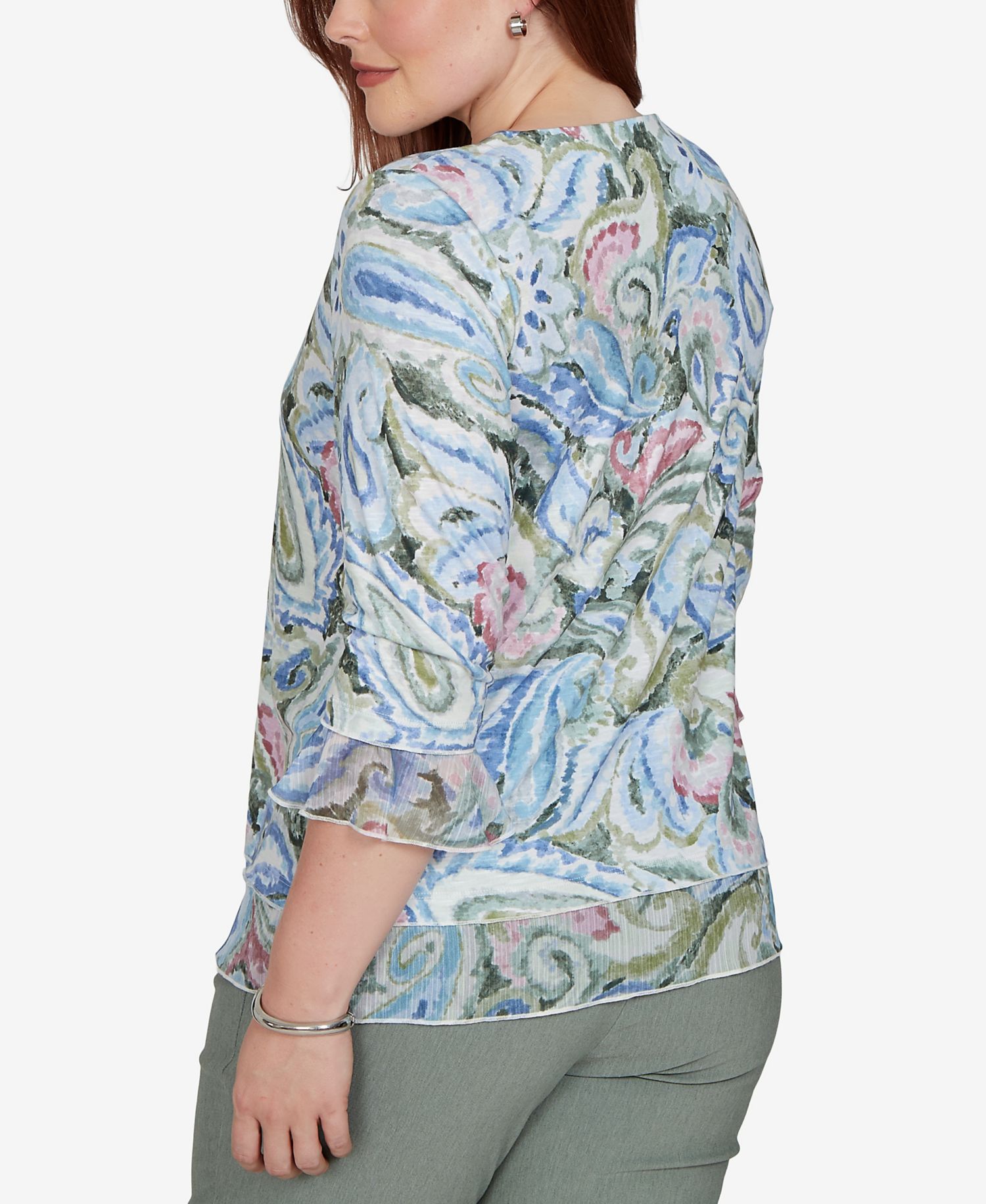 Women's Provence Paisley Woven Trim Knit Top