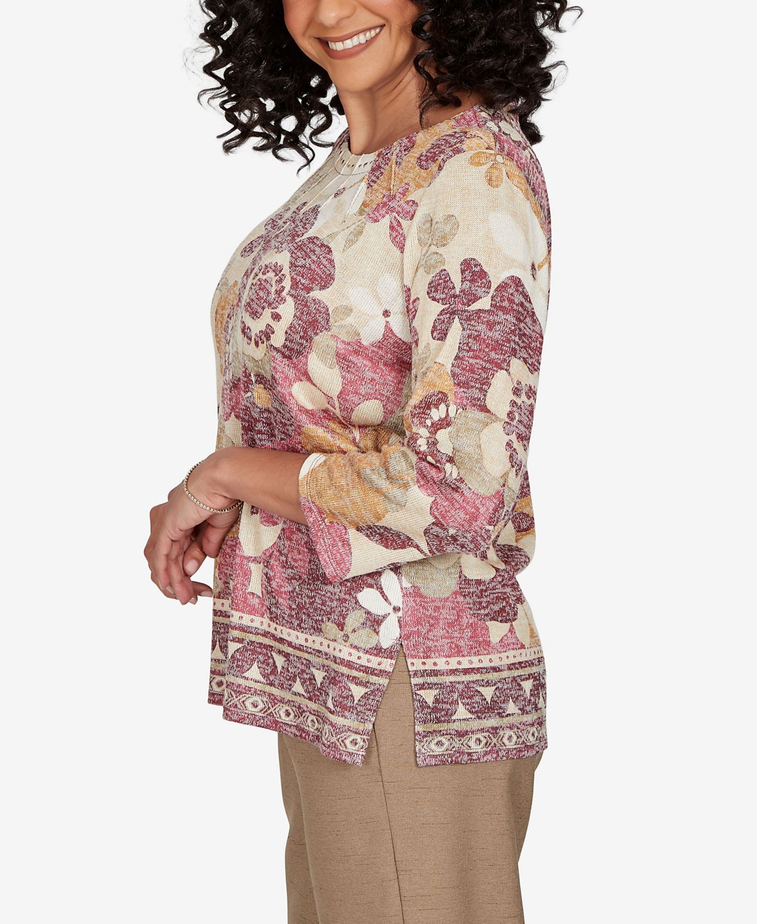 Women's Union Square Exploded Floral Geo Border Top