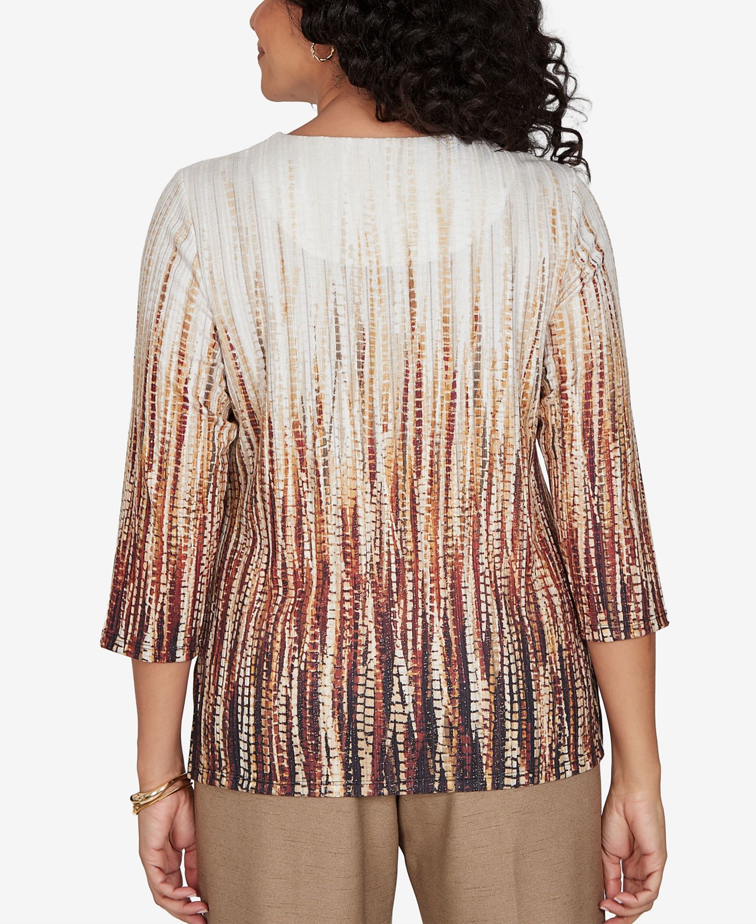 Women's Union Square Textured Ombre Squares Top with Necklace