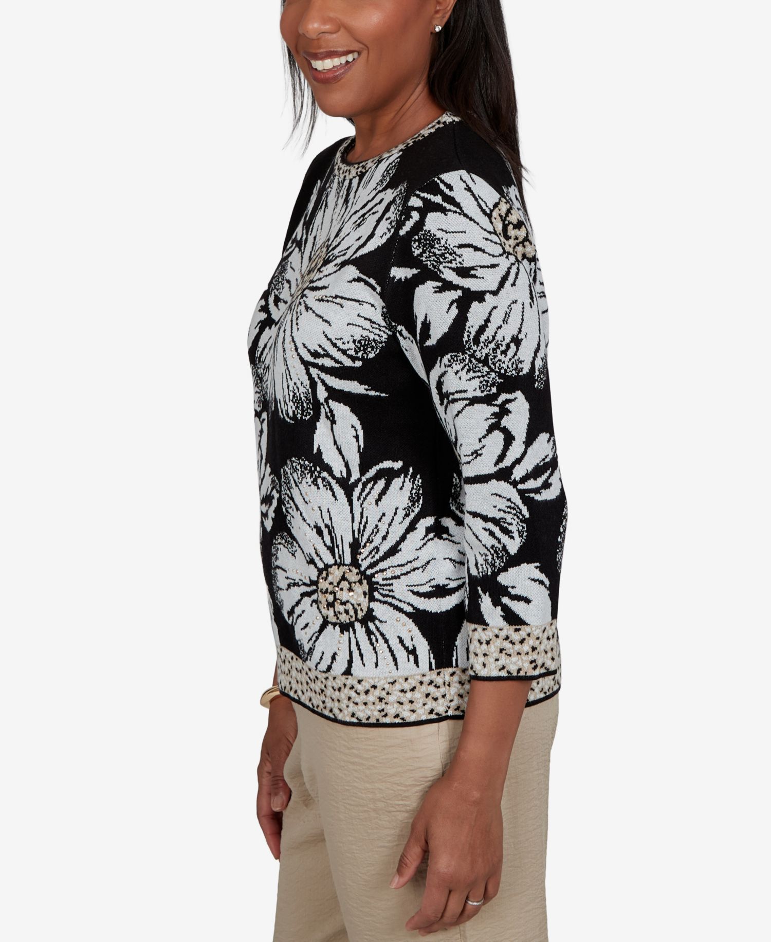 Women's Travel Advisory Dramatic Ink Floral Sweater