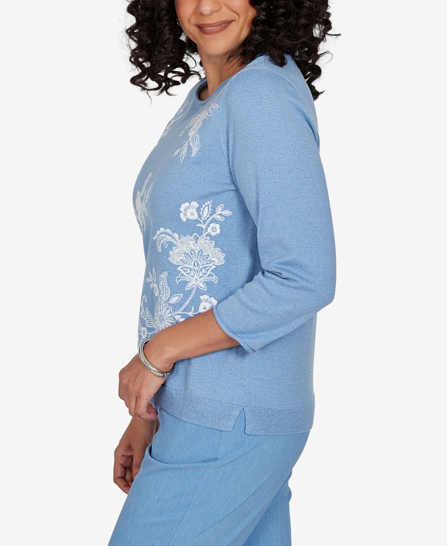 Women's Provence Lacey Floral Embroidered Sweater