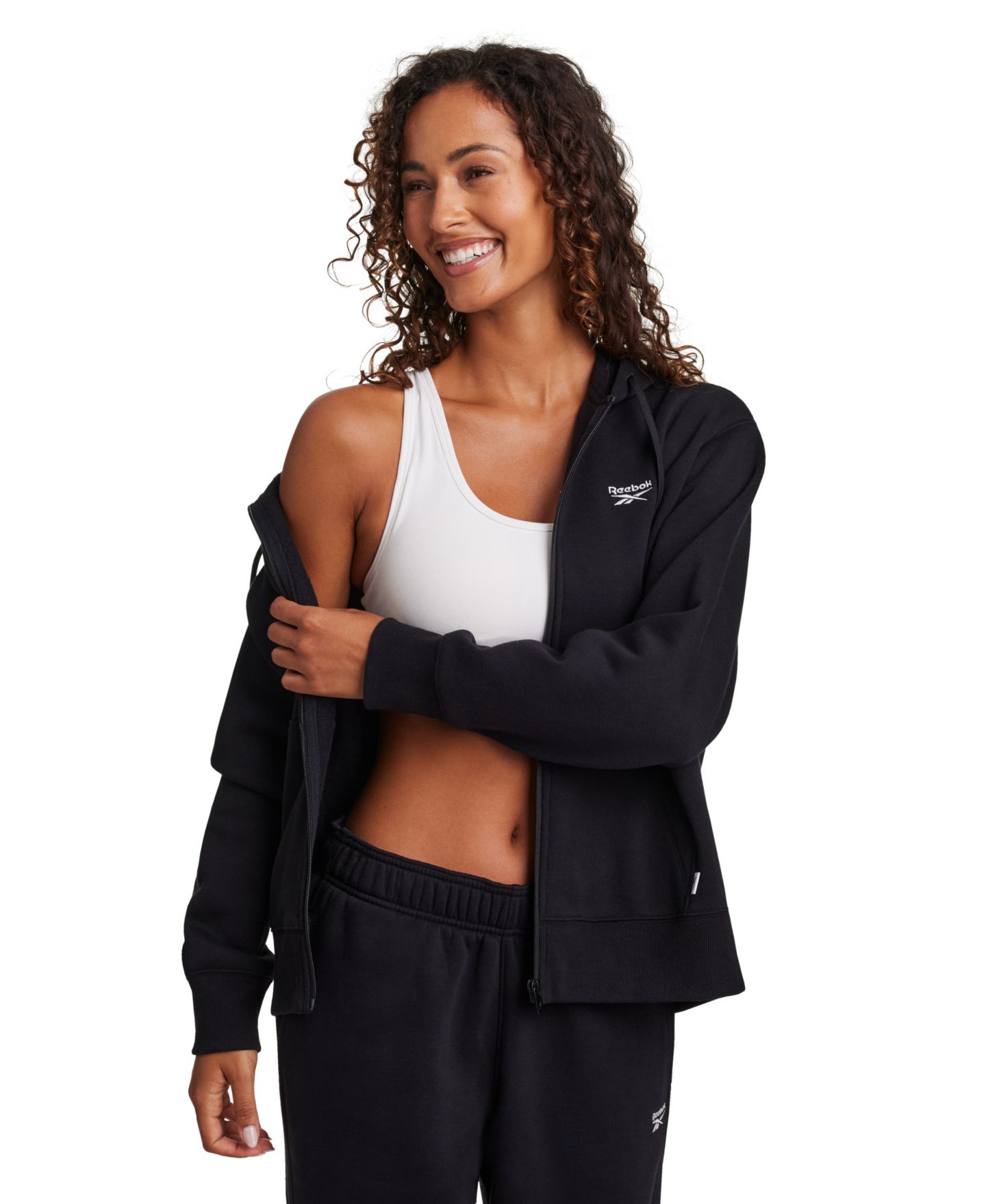 Женский свитшот Reebok Vector Full-Zip, цвет: Чёрный — фото 9