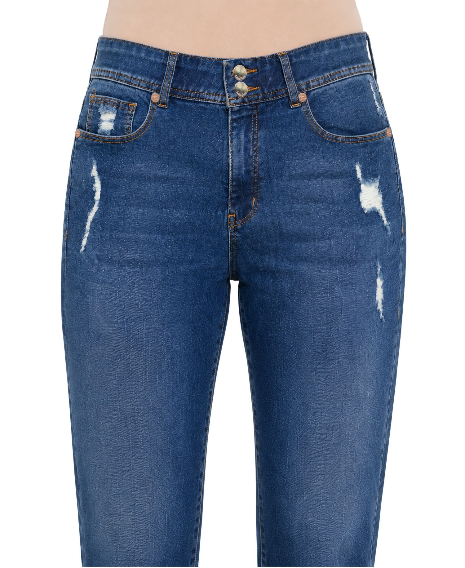 Women's Two Button Tummy Tuck High Rise Roll Cuff Skinny