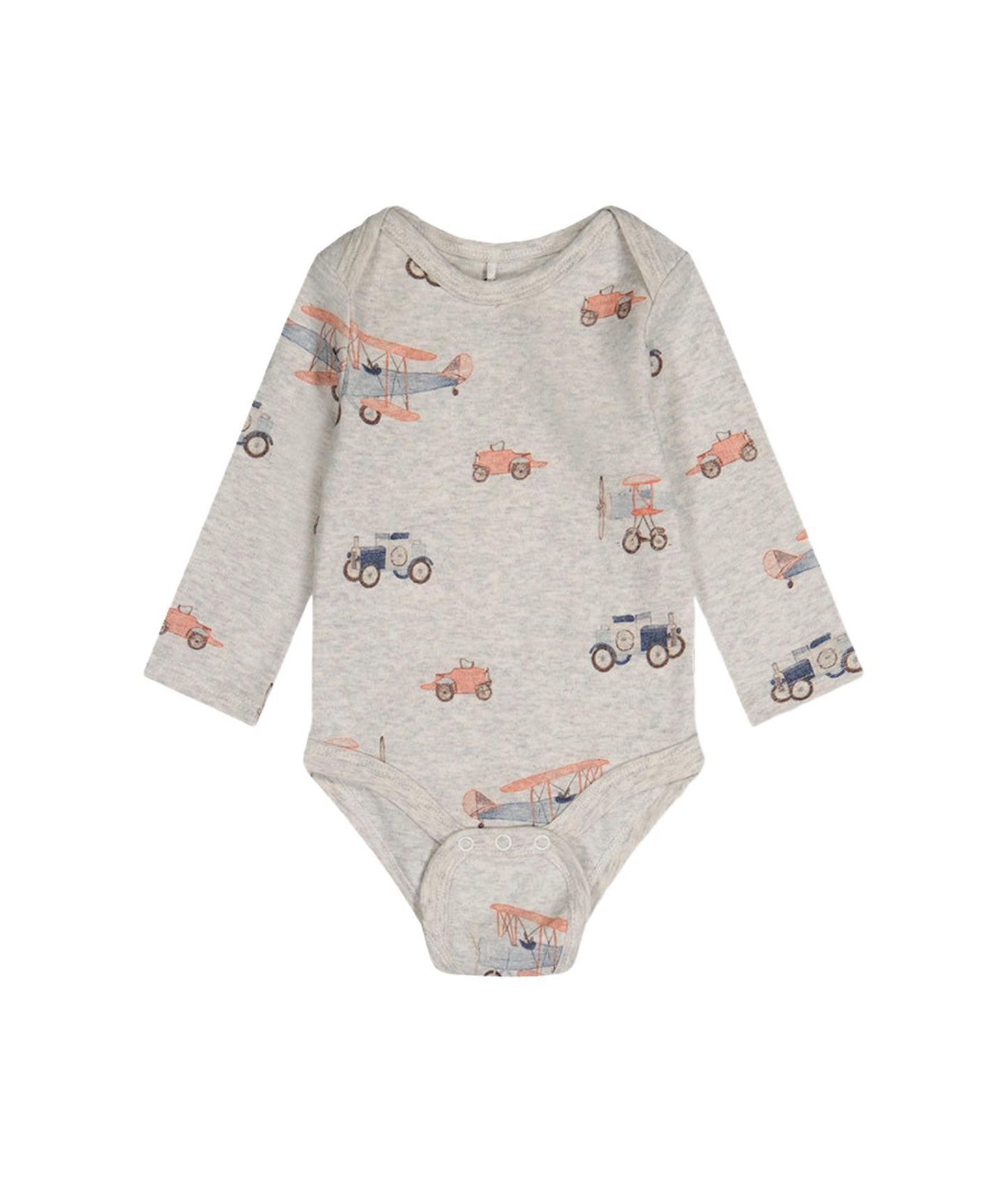 Deux par Deux Baby Boys Cotton Onesie Printed Airplanes One Pieces, цвет: Бежевый с принтом — фото 3