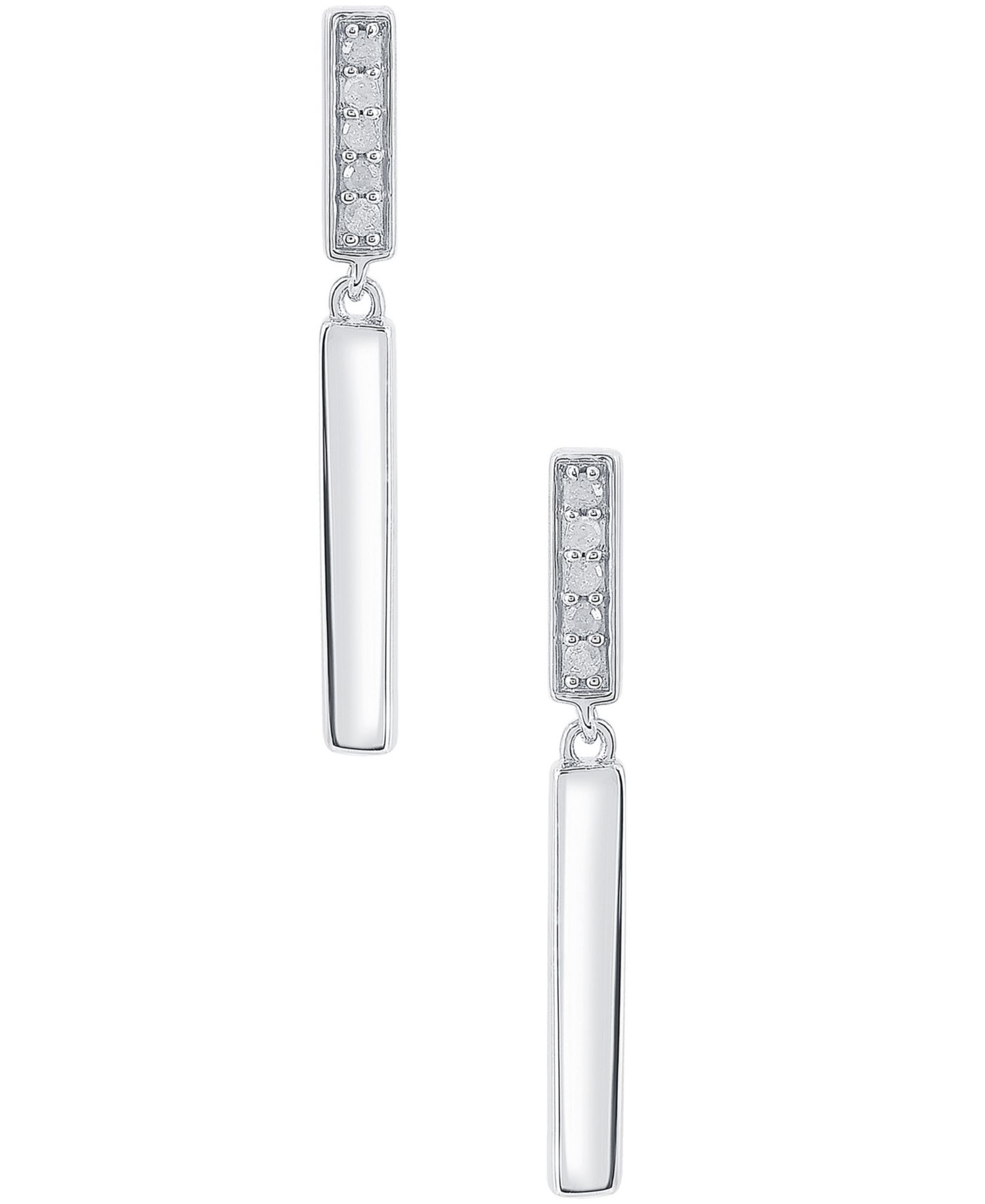 Diamond Bar Drop Earrings (1/10 ct. t.w.) in Sterling Silver