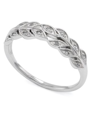Diamond Leaf Band (1/10 ct. t.w.) in Sterling Silver