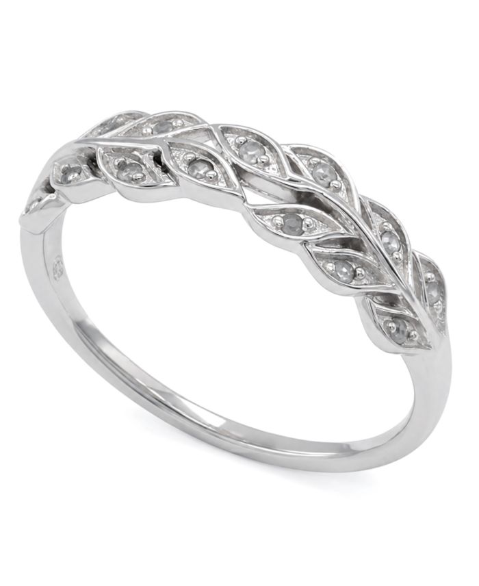 Diamond Leaf Band (1/10 ct. t.w.) in Sterling Silver