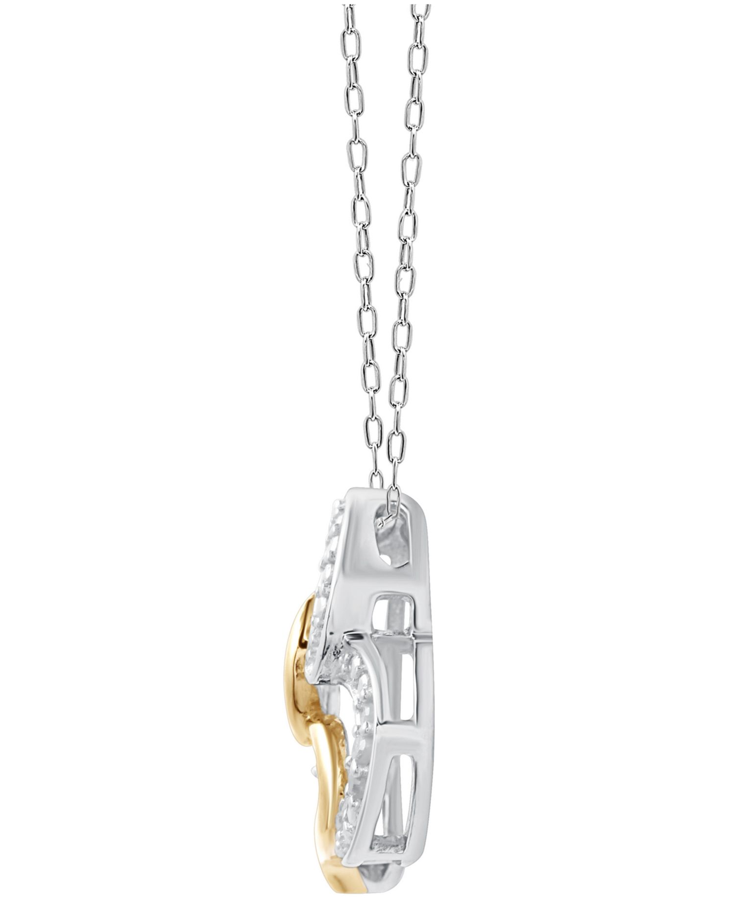 Diamond Double Heart 18" Pendant Necklace (1/10 ct. t.w.) in Sterling Silver & 14k Gold-Plate