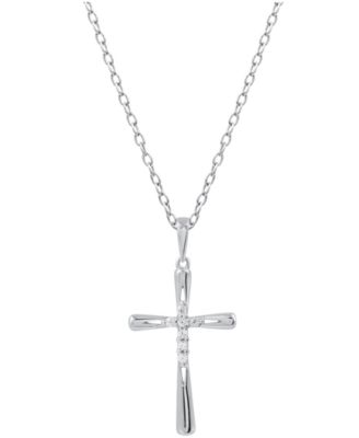 Diamond Cross 18" Cross Pendant Necklace (1/10 ct. t.w.) in Sterling Silver