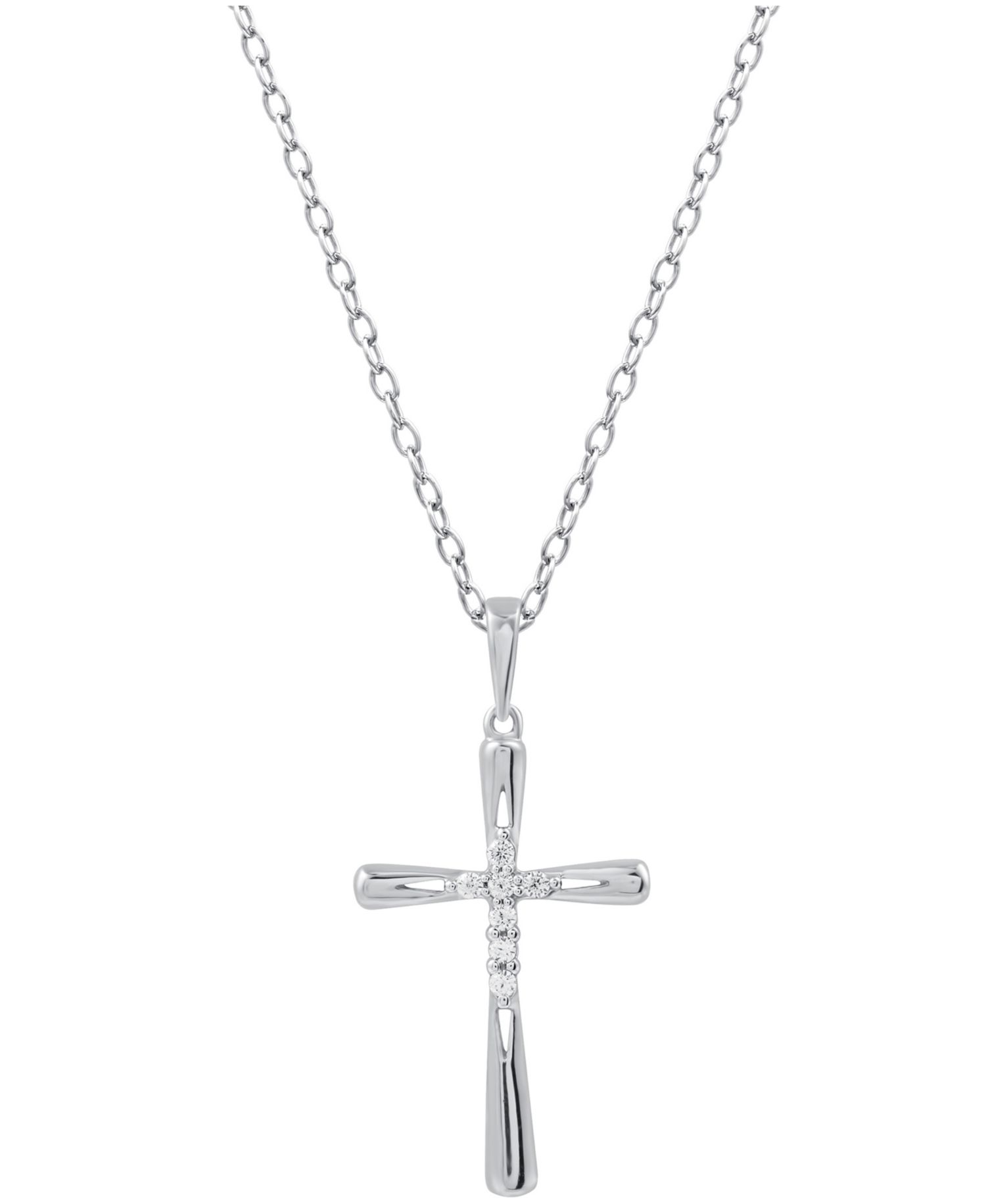 Diamond Cross 18" Cross Pendant Necklace (1/10 ct. t.w.) in Sterling Silver