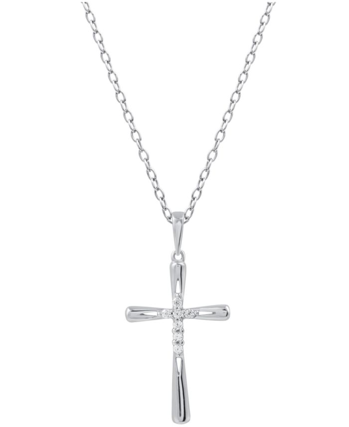 Diamond Cross 18" Cross Pendant Necklace (1/10 ct. t.w.) in Sterling