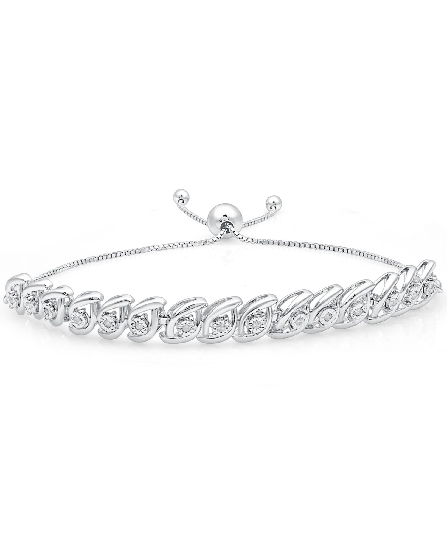 Diamond Wave Bolo Bracelet (1/6 ct. t.w.) in Sterling Silver