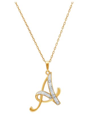 Diamond A Initial 18" Pendant Necklace (1/10 ct. t.w.) in Sterling Silver