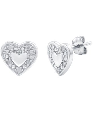 Diamond Heart Stud Earrings (1/10 ct. t.w.) in Sterling Silver