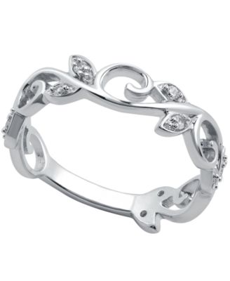 Diamond Vine & Leaf Ring (1/10 ct. t.w.) in Sterling Silver
