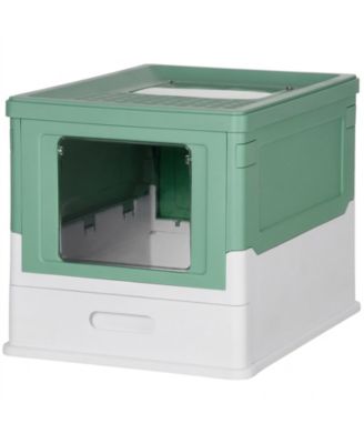 Fully Enclosed Cat Litter Box with Front Entry and Top Exit
