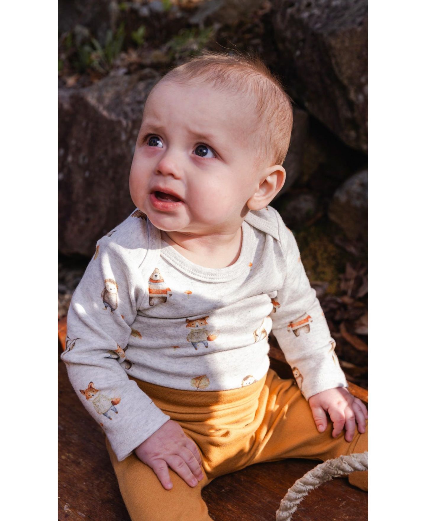Deux par Deux Baby Boy 3M TO 24M Cotton Onesie Animal Print, цвет: Бежевый с принтом — фото 2