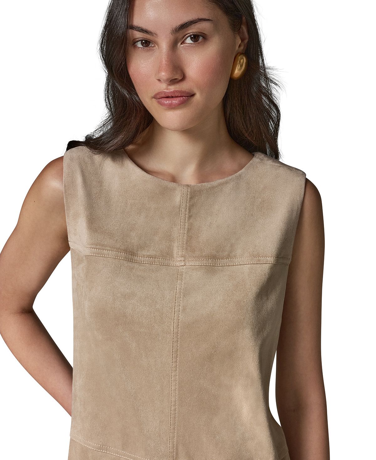 Donna Karan New York Women's Sleeveless Suede Sheath Dress view 3 — MAYCSS fashion products
