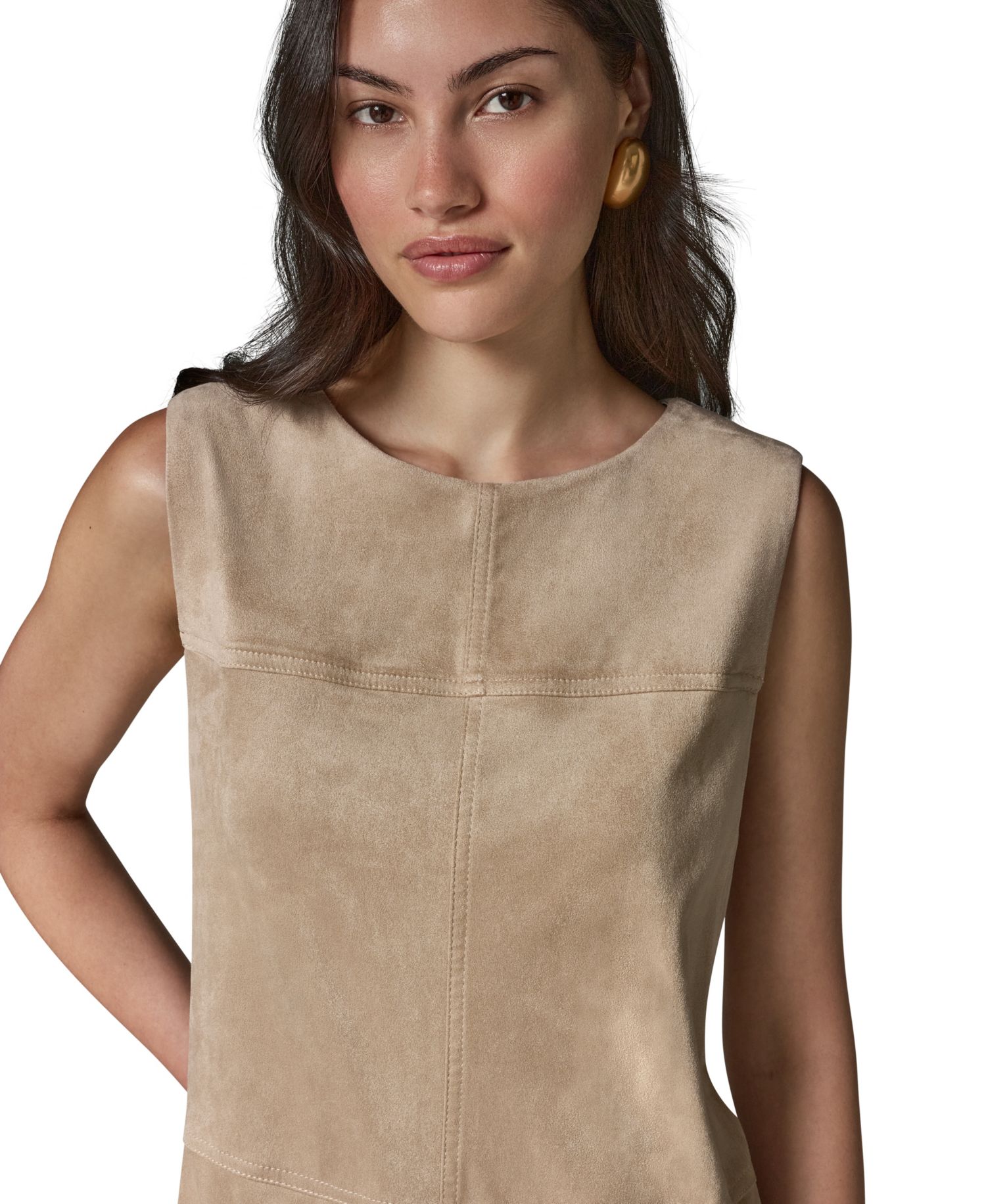 Women's Sleeveless Suede Sheath Dress