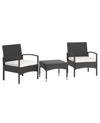 3-Piece Patio Furniture Set Rattan Bistro Chairs with Table